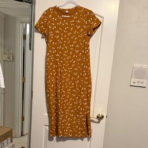 Old Navy Mustard Floral Midi Dress